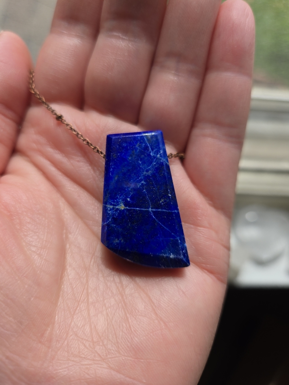 Lapis Pendant On Copper Chain